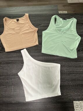 Women's Crop Tops - White, Tan, Green